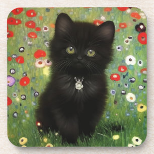Gustav Klimt Kitten Coaster