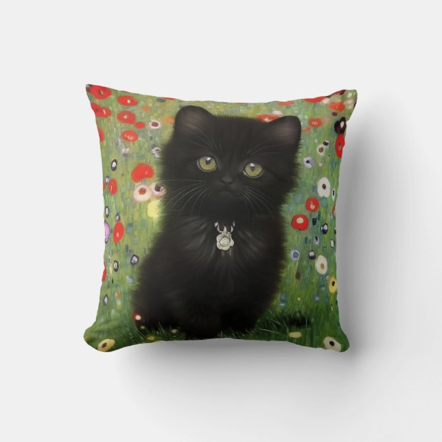 Gustav Klimt Kitten Cushion (Front)