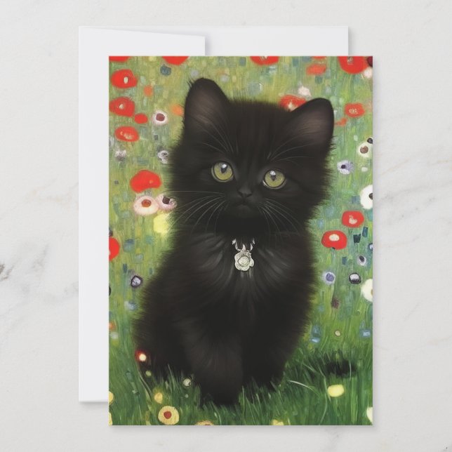 Gustav Klimt Kitten Invitation (Front)