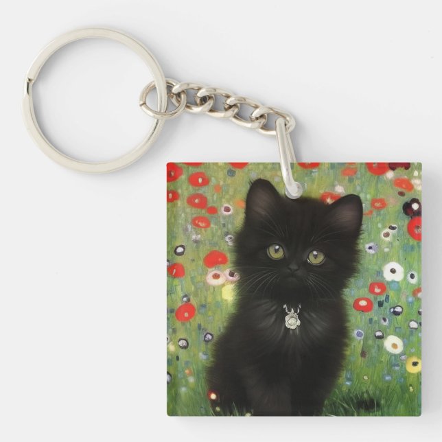 Gustav Klimt Kitten Key Ring (Front)