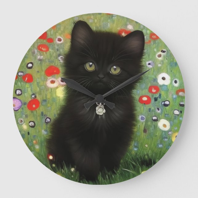 Gustav Klimt Kitten Large Clock (Front)