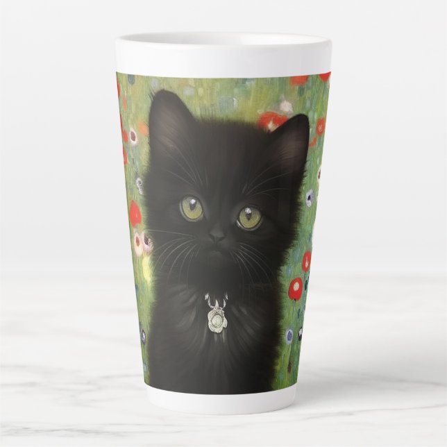 Gustav Klimt Kitten Latte Mug (Front)