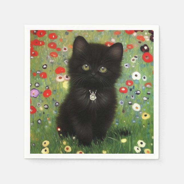 Gustav Klimt Kitten Napkin (Front)
