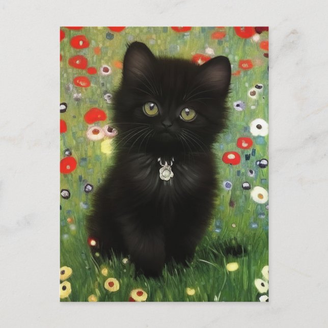 Gustav Klimt Kitten Postcard (Front)