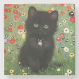Gustav Klimt Kitten Stone Coaster