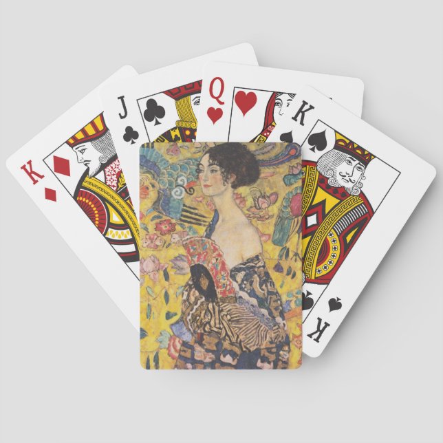 Gustav Klimt Lady with a Fan  Art Nouveau Playing Cards (Back)
