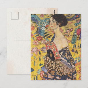 Gustav Klimt Lady with a Fan Art Nouveau Postcard