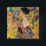 Gustav Klimt - Lady with Fan 15 Cm Square Badge<br><div class="desc">Lady with Fan - Gustav Klimt,  Oil on Canvas,  1917-1918</div>