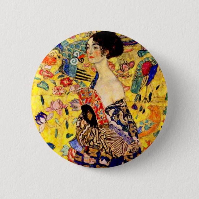 Gustav Klimt Lady with Fan 6 Cm Round Badge (Front)