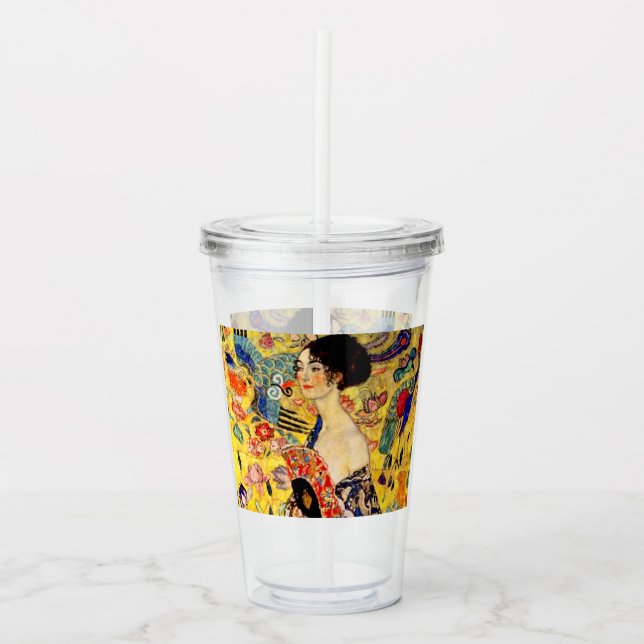 Gustav Klimt Lady with Fan Acrylic Tumbler (Front)