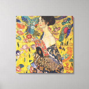 Gustav Klimt Lady With Fan Art Nouveau Painting Canvas Print