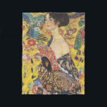Gustav Klimt Lady With Fan Art Nouveau Painting Fleece Blanket<br><div class="desc">Gustav Klimt Lady With Fan Art Nouveau Painting This half portrait of a beautiful woman shows a yellow background with asiatic ornaments, colourful birds and lotus flowers. The lady wears a dress in the style of a kimono imprinted with motives of a Chinese dragon dress. Beautiful artistic romantic decorative fine...</div>