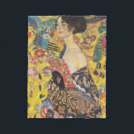 Gustav Klimt Lady With Fan Art Nouveau Painting Fleece Blanket<br><div class="desc">Gustav Klimt Lady With Fan Art Nouveau Painting This half portrait of a beautiful woman shows a yellow background with asiatic ornaments, colourful birds and lotus flowers. The lady wears a dress in the style of a kimono imprinted with motives of a Chinese dragon dress. Beautiful artistic romantic decorative fine...</div>