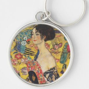 Gustav Klimt Lady With Fan Art Nouveau Painting Key Ring