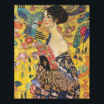 Gustav Klimt Lady With Fan Art Nouveau Painting Poster<br><div class="desc">Gustav Klimt Lady With Fan Art Nouveau Painting This half portrait of a beautiful woman shows a yellow background with asiatic ornaments, colourful birds and lotus flowers. The lady wears a dress in the style of a kimono imprinted with motives of a Chinese dragon dress. Beautiful artistic romantic decorative fine...</div>