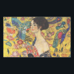 Gustav Klimt Lady With Fan Art Nouveau Painting Rectangular Sticker<br><div class="desc">Gustav Klimt Lady With Fan Art Nouveau Painting This half portrait of a beautiful woman shows a yellow background with asiatic ornaments, colourful birds and lotus flowers. The lady wears a dress in the style of a kimono imprinted with motives of a Chinese dragon dress. Beautiful artistic romantic decorative fine...</div>