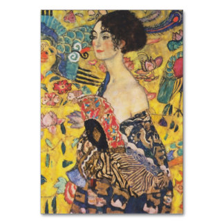 Gustav Klimt Lady With Fan Art Nouveau Painting Table Number