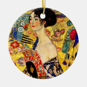 Gustav Klimt Lady with Fan Ceramic Ornament