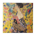 Gustav Klimt - Lady with Fan Ceramic Tile<br><div class="desc">Lady with Fan - Gustav Klimt,  Oil on Canvas,  1917-1918</div>