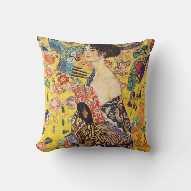 Gustav Klimt Lady With Fan Cushion (Front)