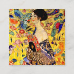 Gustav Klimt Lady with Fan Enclosure Card<br><div class="desc">Enclosure Cards featuring Gustav Klimt’s oil painting Lady with Fan (1918). A woman wearing a blue kimono holds a red fan against a colourful yellow background of flowers and peacocks. A great gift for fans of Japonisme and European art.</div>