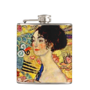 Gustav Klimt Lady with Fan Hip Flask