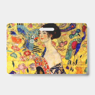 Gustav Klimt Lady with Fan ID Badge