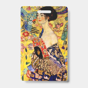 Gustav Klimt Lady with Fan ID Badge