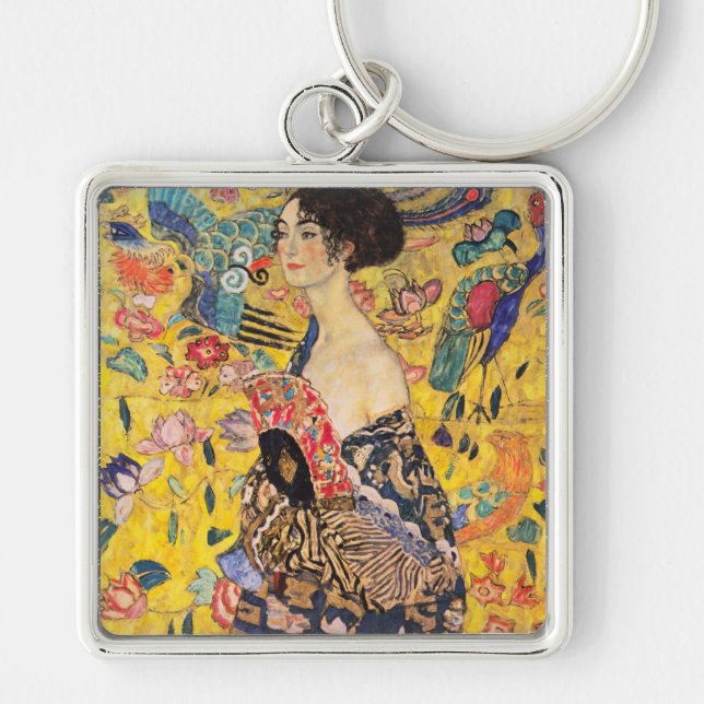 Gustav Klimt - Lady with Fan Key Ring (Front)