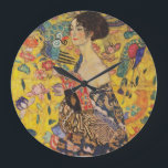 Gustav Klimt - Lady With Fan Large Clock<br><div class="desc">Gustav Klimt - Lady With Fan 1918</div>