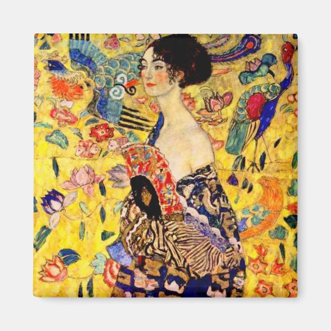 Gustav Klimt Lady with Fan Magnet (Front)