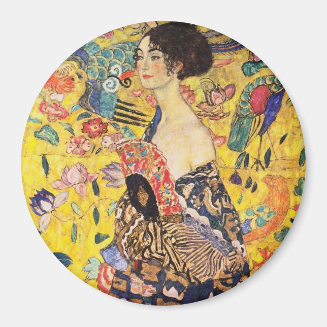 Gustav Klimt Lady With Fan Magnet (Front)