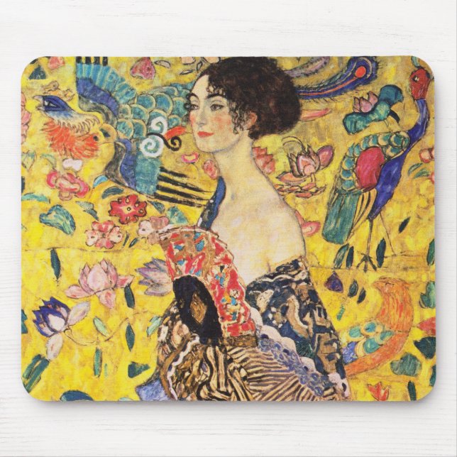 Gustav Klimt Lady With Fan Mouse Pad (Front)