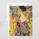 Gustav Klimt - Lady with Fan Postcard<br><div class="desc">Lady with Fan - Gustav Klimt,  Oil on Canvas,  1917-1918</div>