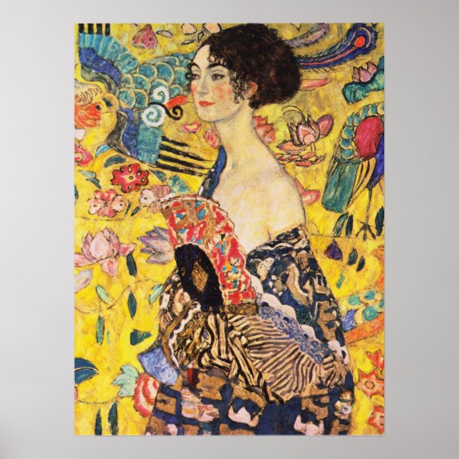 Gustav Klimt Lady With Fan Poster (Front)