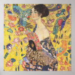 Gustav Klimt - Lady with Fan Reproduction Poster<br><div class="desc">Reproduction painting print depicting the artwork "Lady with Fan" by renowned Austrian symbolist painter Gustav Klimt ( 1862 - 1918). Poster features an elegant young Japanese woman in an endless gaze holding a fan. Surrounding her are flowers and colourful birds. Strong influences of gold, blue, and red are present. c....</div>