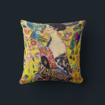 Gustav Klimt Lady With Fan vintage art nouveau Cushion<br><div class="desc">Gustav Klimt Lady With Fan vintage art nouveau</div>
