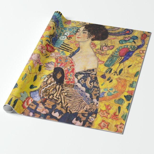 Gustav Klimt Lady With Fan Wrapping Paper (Unrolled)