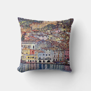Gustav Klimt - Malcesine at Lake Garda Italy Cushion