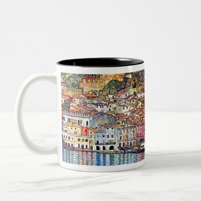 Gustav Klimt Malcesine on Lake Garda Two-Tone Coffee Mug (Left)