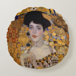 Gustav Klimt Modified Version Woman Round Cushion