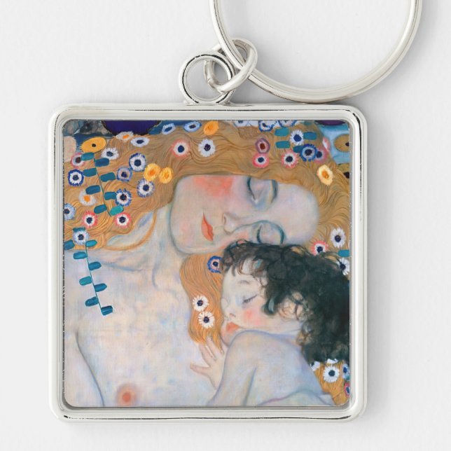 Gustav Klimt - Mother and Child Key Ring (Front)