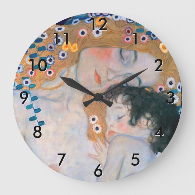 Gustav Klimt - Mother and Child Large Clock (Front)