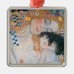 Gustav Klimt - Mother and Child Metal Ornament