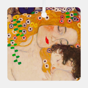 Gustav Klimt - Mother and Child  Metal Tree Decoration