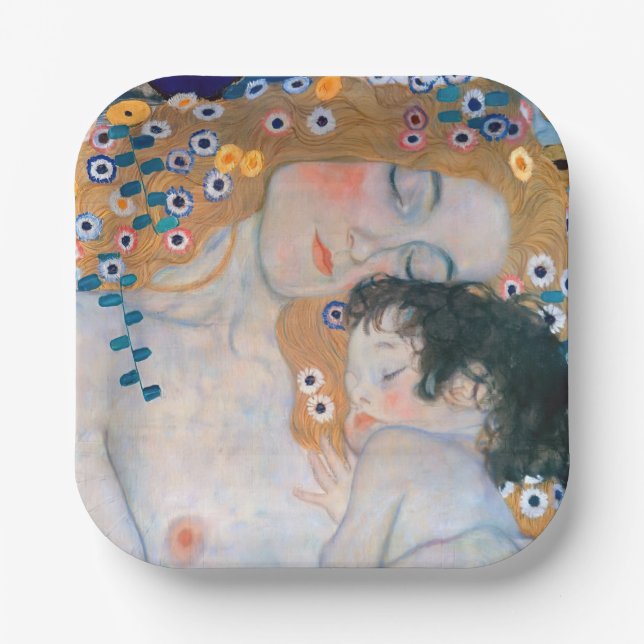 Gustav Klimt - Mother and Child Paper Plate (Front)
