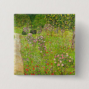 Gustav Klimt Orchard with Roses 15 Cm Square Badge
