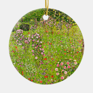 Gustav Klimt Orchard with Roses Ceramic Ornament