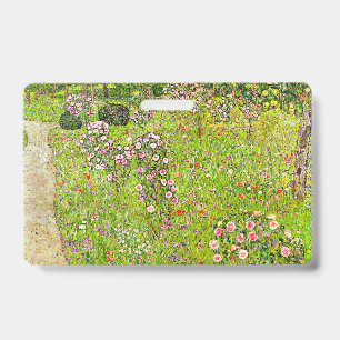 Gustav Klimt Orchard with Roses ID Badge