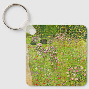 Gustav Klimt Orchard with Roses Key Ring
